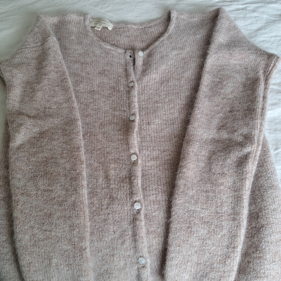 Sezane Gaspard Mohair Oatmeal Crewneck Long Sleeve Button Cardigan XS - Picture 3 of 7